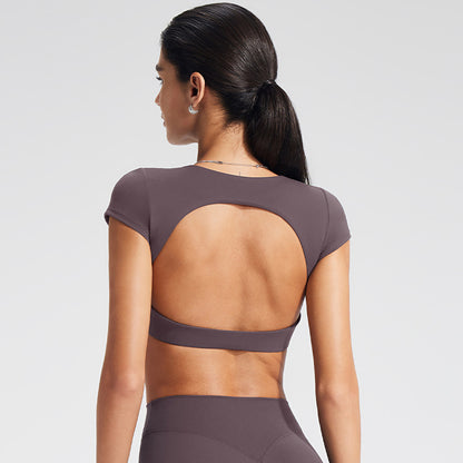 Crossbody High-Intensity Fitted Yoga Top with Open Back