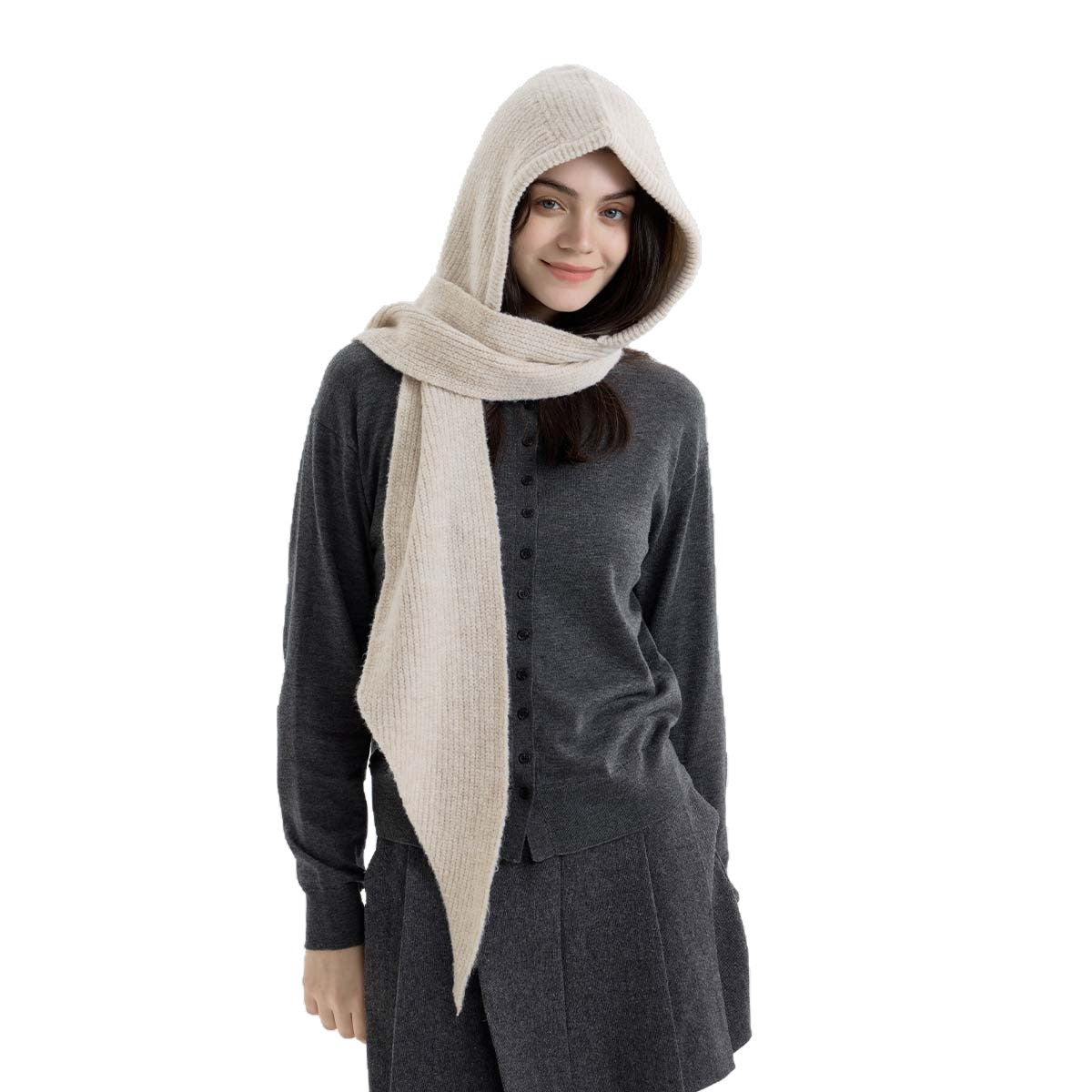 Hooded Knitted Scarf with Warmth and Style