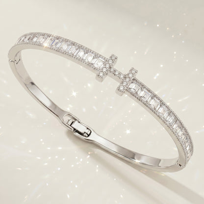 High-End Zirconia Stone Bangle with Nail Design for Weddings and Parties