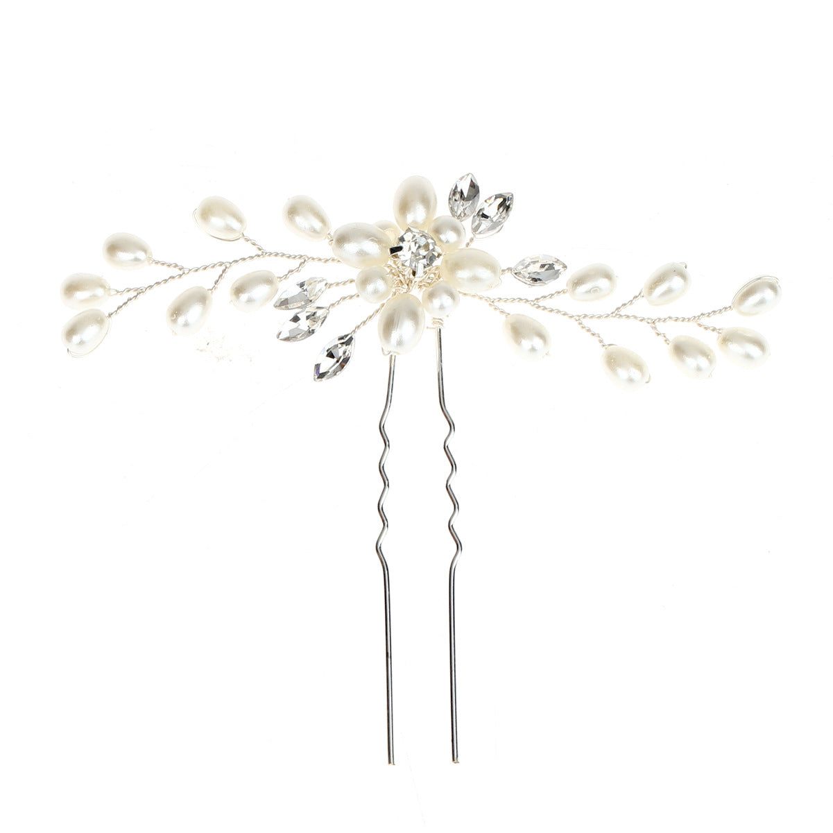 Handmade Pearl Crystal U Shaped Hairpin Bridal Hairpiece