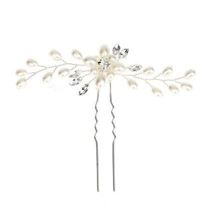 Handmade Pearl Crystal U Shaped Hairpin Bridal Hairpiece