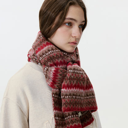 Nordic Vintage Striped Scarf Soft Knitted Warm Neck Wrap