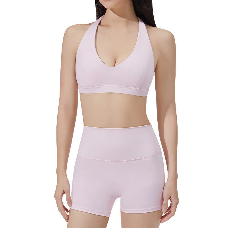 Yoga Bralette Set with Neck Tie, Stylish Workout Apparel for Women