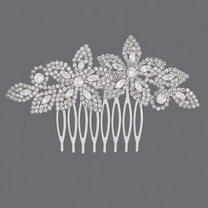 Vintage Floral Zircon Hair Comb Elegant Bridal Headpiece