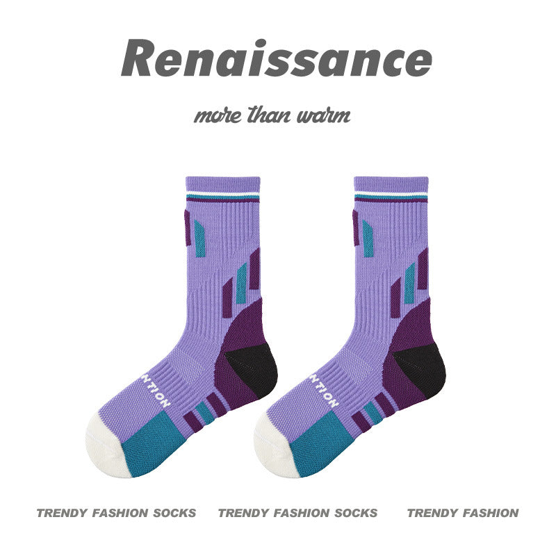 Athletic Colorblock Mid Calf Moisture Wicking Socks