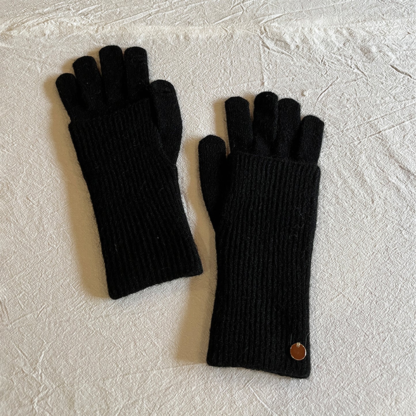 Women's Removable Touchscreen Wool-Blend Fingerless Gloves
