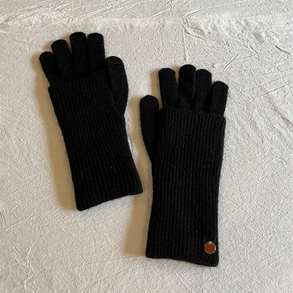 Women's Removable Touchscreen Wool-Blend Fingerless Gloves