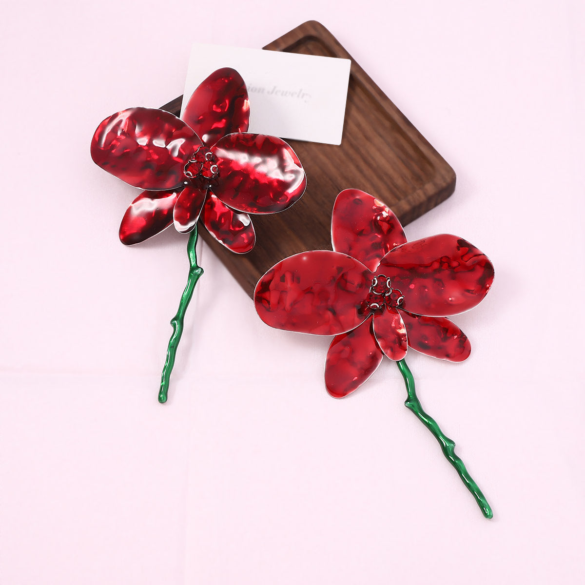 Statement Enamel Flower Dangle Earrings Resort Chic