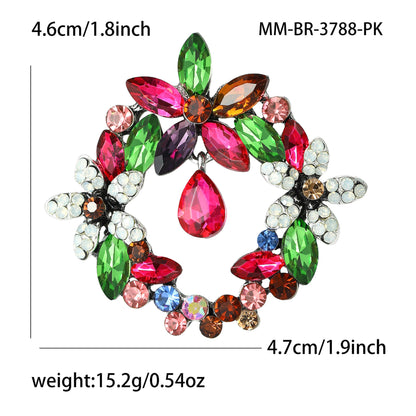 High-End Crystal Floral Brooch Fashionable Coat Pin