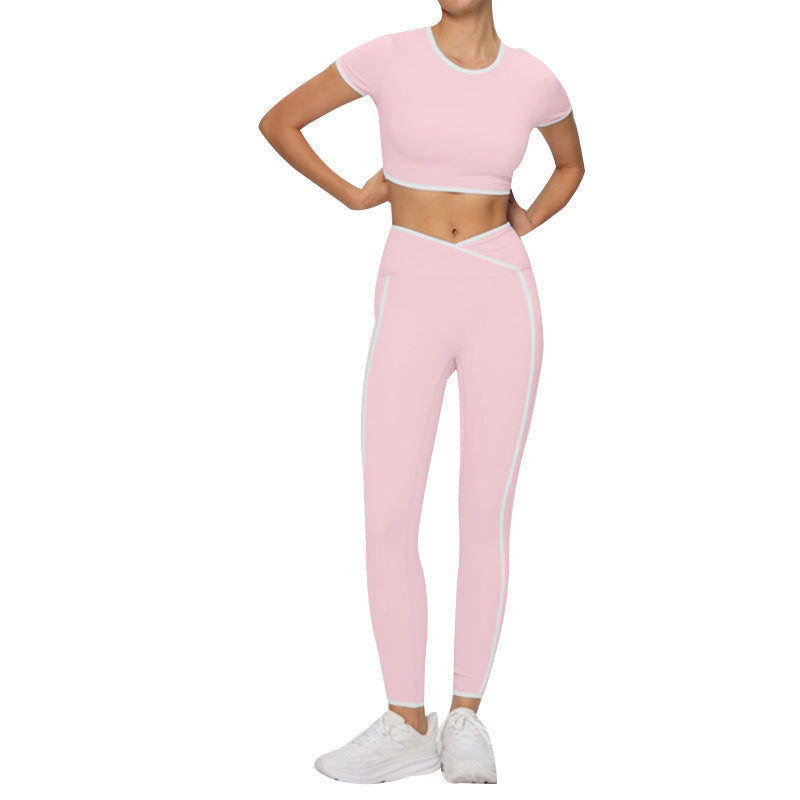 High-Waisted Color-Block Leggings Set for Women