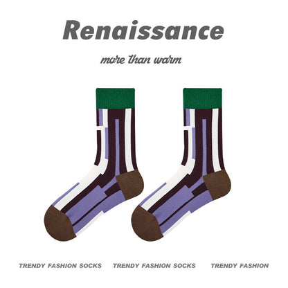 Renaissance Embossed Mid Calf Cotton Socks