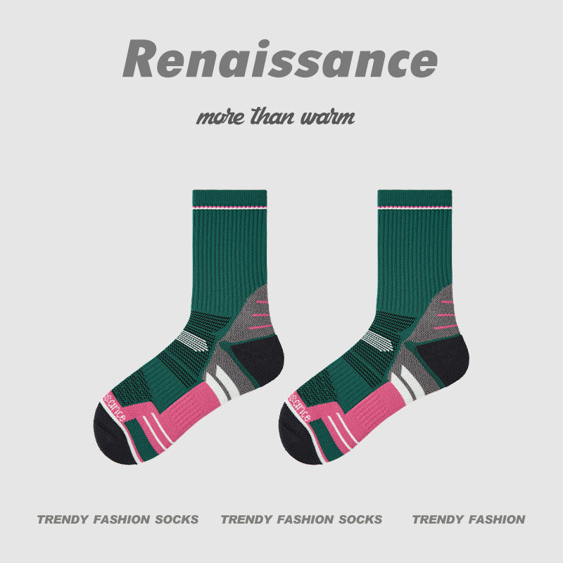 Athletic Colorblock Mid Calf Moisture Wicking Socks