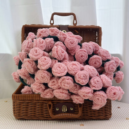 Handwoven Rose Bouquet Blanket Soft Plush Throw for Office Napping