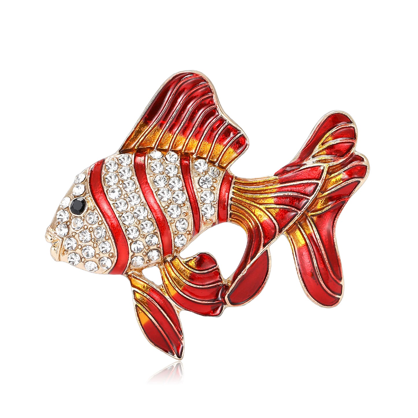 Luxury Enamel Goldfish Brooch Pendant Cute Animal Pin Jewelry
