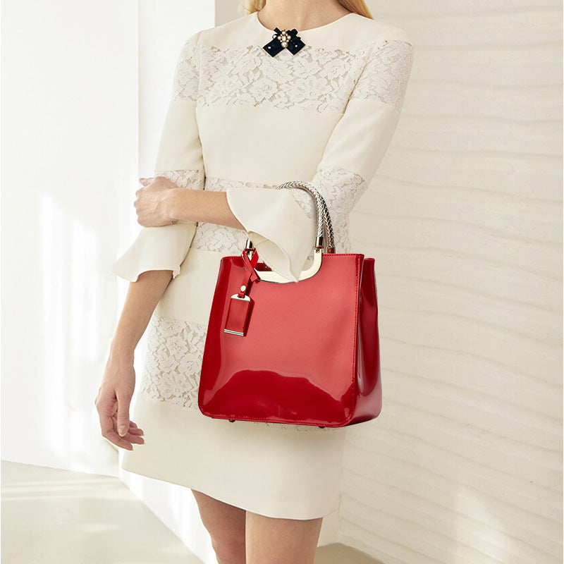Fashionable Patent Leather Tote Bag for Women