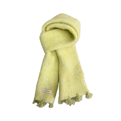 Trendy Solid Color Wool Blend Fringe Scarf for Women