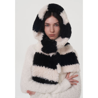 Soft Striped Two-Tone Plush Scarf for Women - Thick and Cozy