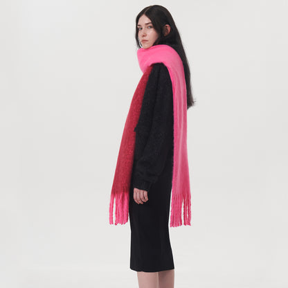 Color Block Warm Scarf Soft Chenille Shawl for Women