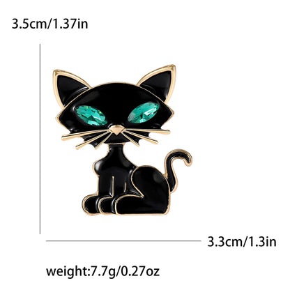Fashionable Cat Enamel Brooch Crystal Pin for Suits