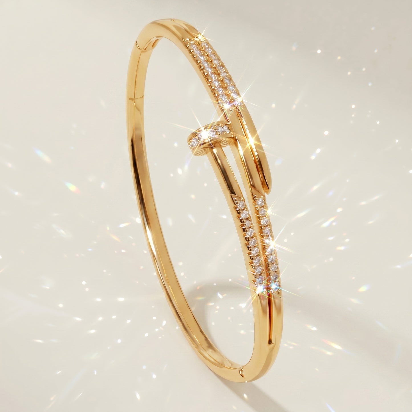 High-End Zirconia Stone Bangle with Nail Design for Weddings and Parties