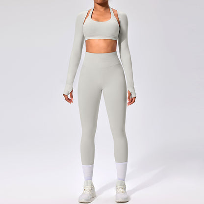 Women's Outdoor Yoga Set with Open Back Sports Bra and Pants
