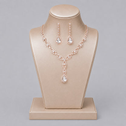 Elegant Crystal Jewelry Set with Necklace and Earrings for Parties