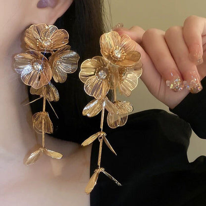 Golden Flower Bridal Headpiece with Matching Earrings