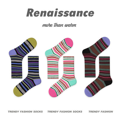 Art Illustration Combed Cotton Mid Calf Socks