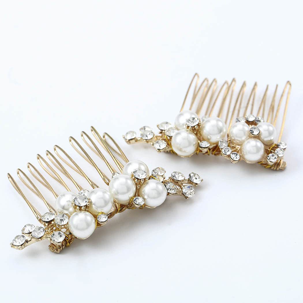 Gold and Silver Floral Hair Combs Set Wedding Hairpiece