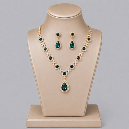 Elegant Crystal Jewelry Set with Necklace and Earrings for Parties
