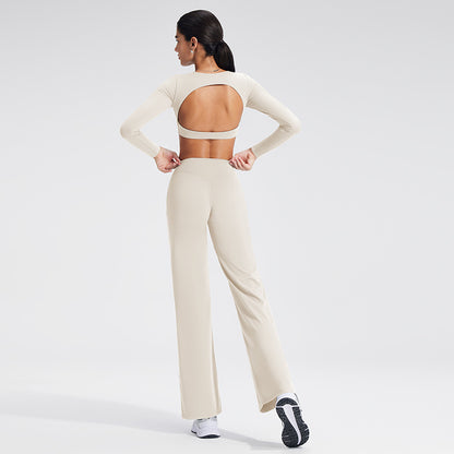 Backless Sports T-Shirt Set with Removable Pads for Women
