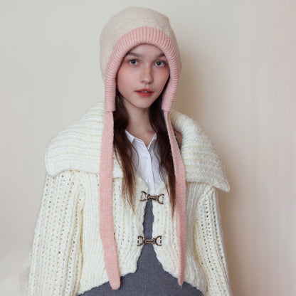 Color-Blocked Knitted Beanie Hat for Women - Warm and Stylish