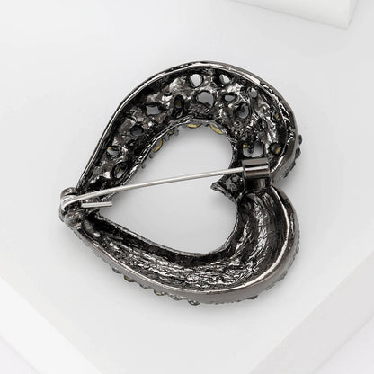 Trendy Heart Shaped Brooch with Gemstones for Women