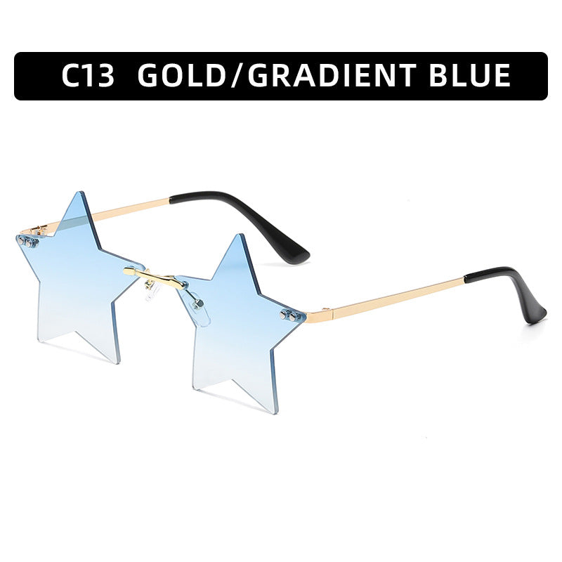 Trendy Star Shaped Sunglasses Pink Gradient UV400 Protection
