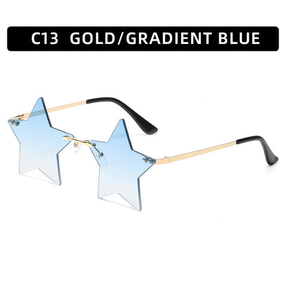 Trendy Star Shaped Sunglasses Pink Gradient UV400 Protection