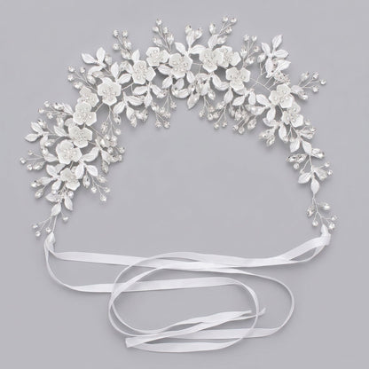 Exquisite Pearl and Crystal Flower Headpiece for Bridal Photoshoots