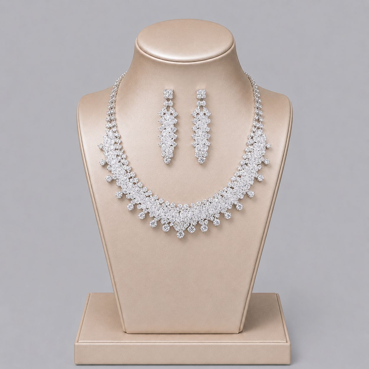 Elegant Crystal Jewelry Set with Necklace and Earrings for Parties