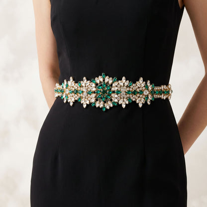 Fashion Vintage Rhinestone Satin Sash Belt for Brides and Evening Gowns
