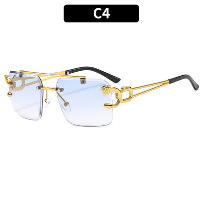 Trendy Metal Frame Leopard Sunglasses Polarized UV400 Protection