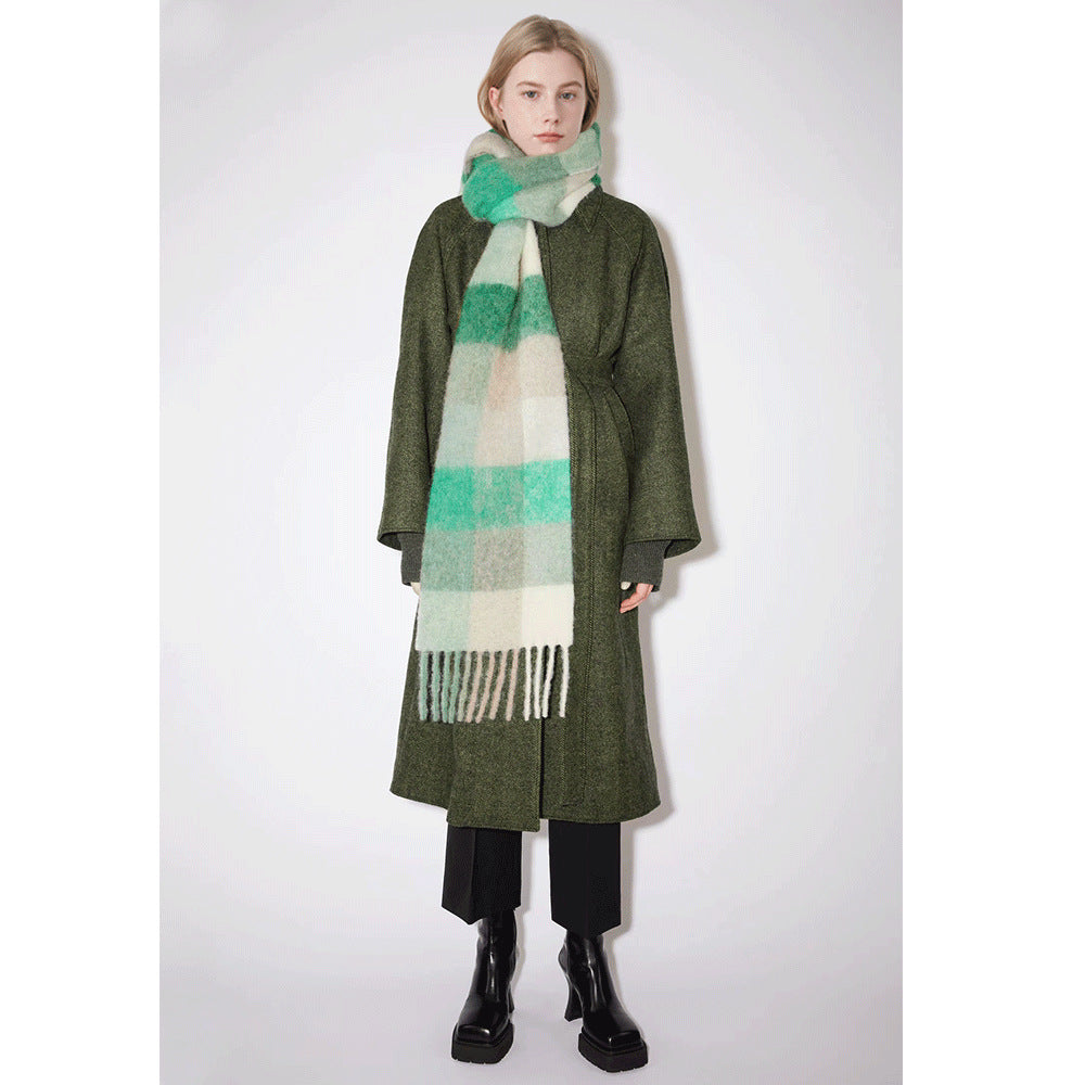 Trendy Plaid Scarf Plush Warm Women’s Shawl