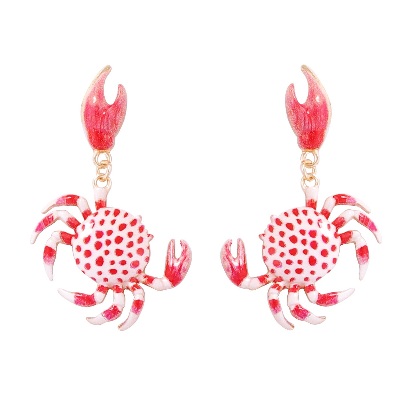 Alloy Crab Earrings Cute Colorful Lightweight Beachy