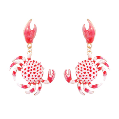 Alloy Crab Earrings Cute Colorful Lightweight Beachy