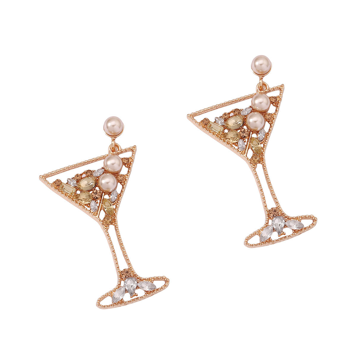 Pearl Pave Crystal Hollow Alloy Drop Earrings Chic