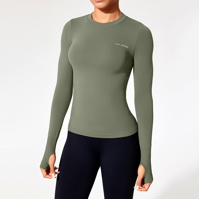 Women’s Fitted Long Sleeve Yoga Top - Moisture-Wicking Outdoor Training T-Shirt