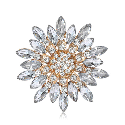 Alloy Creative Rhinestone Hollow Sunflower Flower Brooch Stylish Elegant Pin