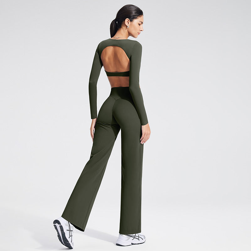 Backless Sports T-Shirt Set with Removable Pads for Women