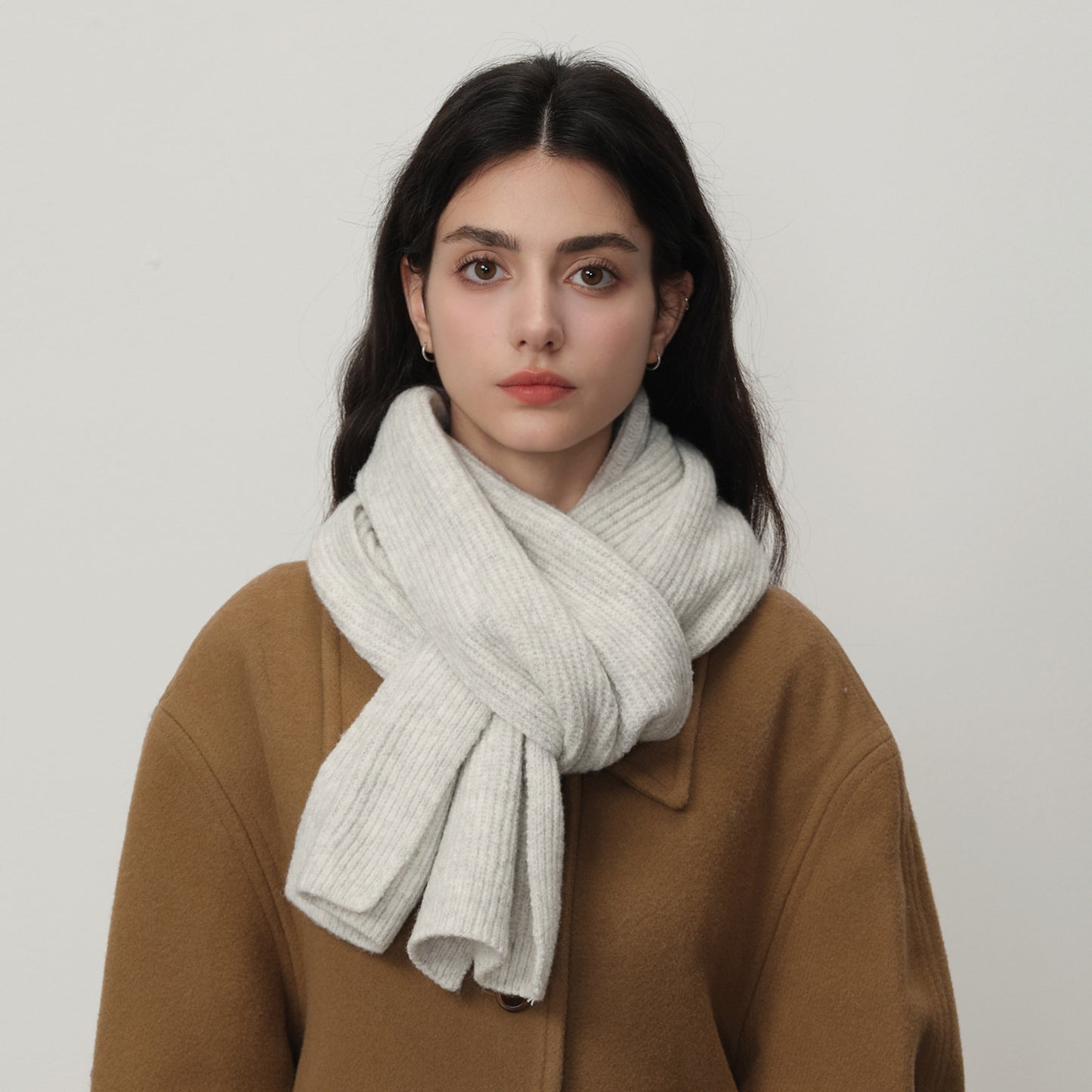 Wool Blend Knitted Scarf Soft Warm Cozy Fashionable Neck Warmer