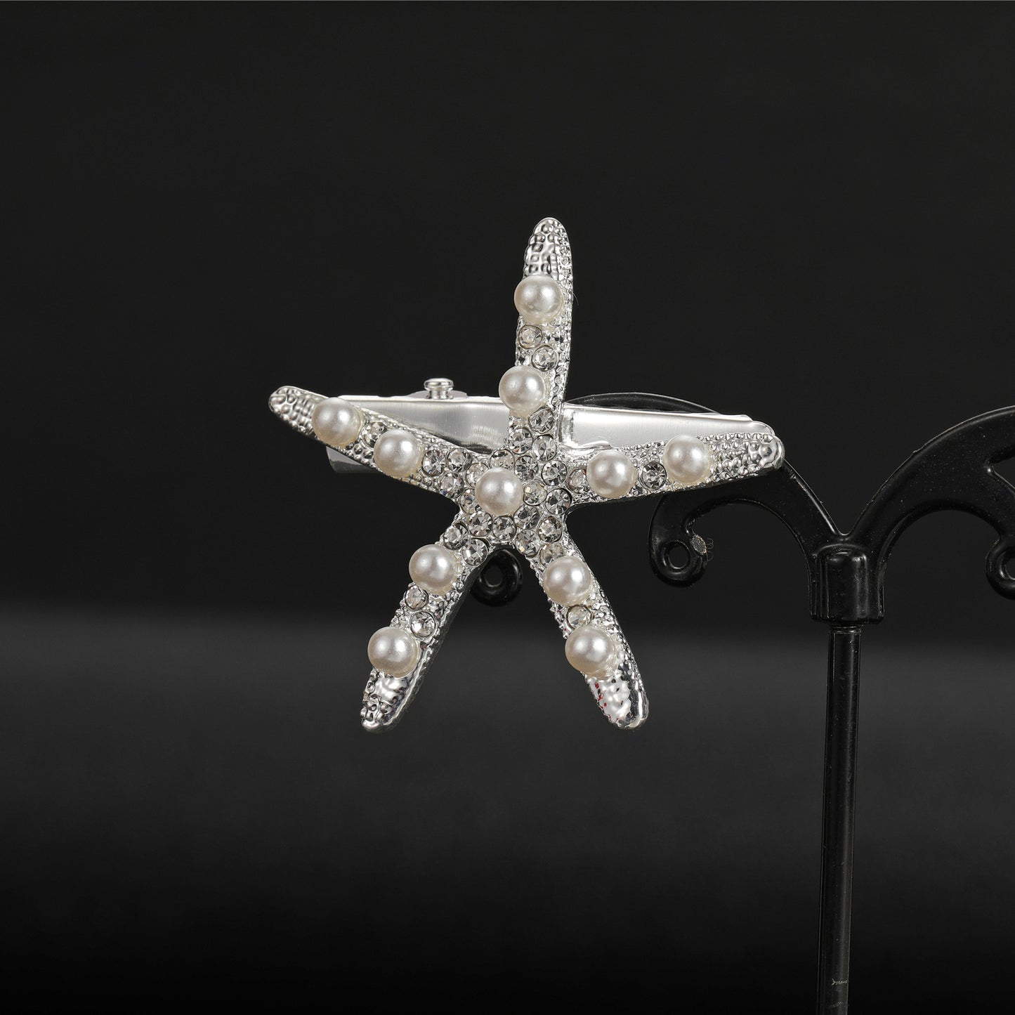 Starfish Rhinestone Hair Clip Trendy Gold Silver Bridal Accessory