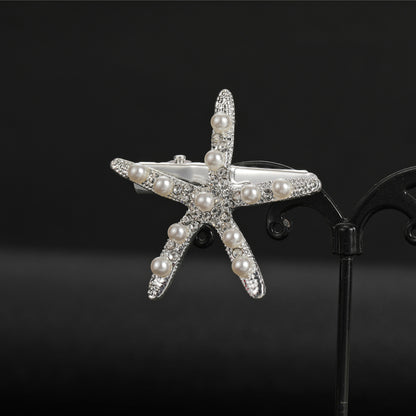 Starfish Rhinestone Hair Clip Trendy Gold Silver Bridal Accessory