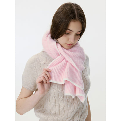 Solid Color Wool Blend Knitted Scarf for Men and Women